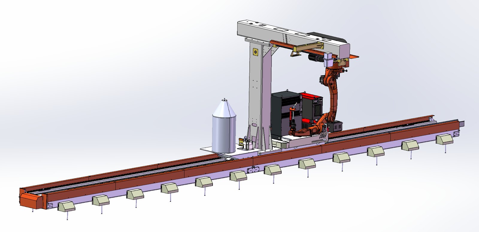 8-axis inverted cantilever rail-mounted robotic welding workstation HLDZXBHJ-R-QJLX-14-6